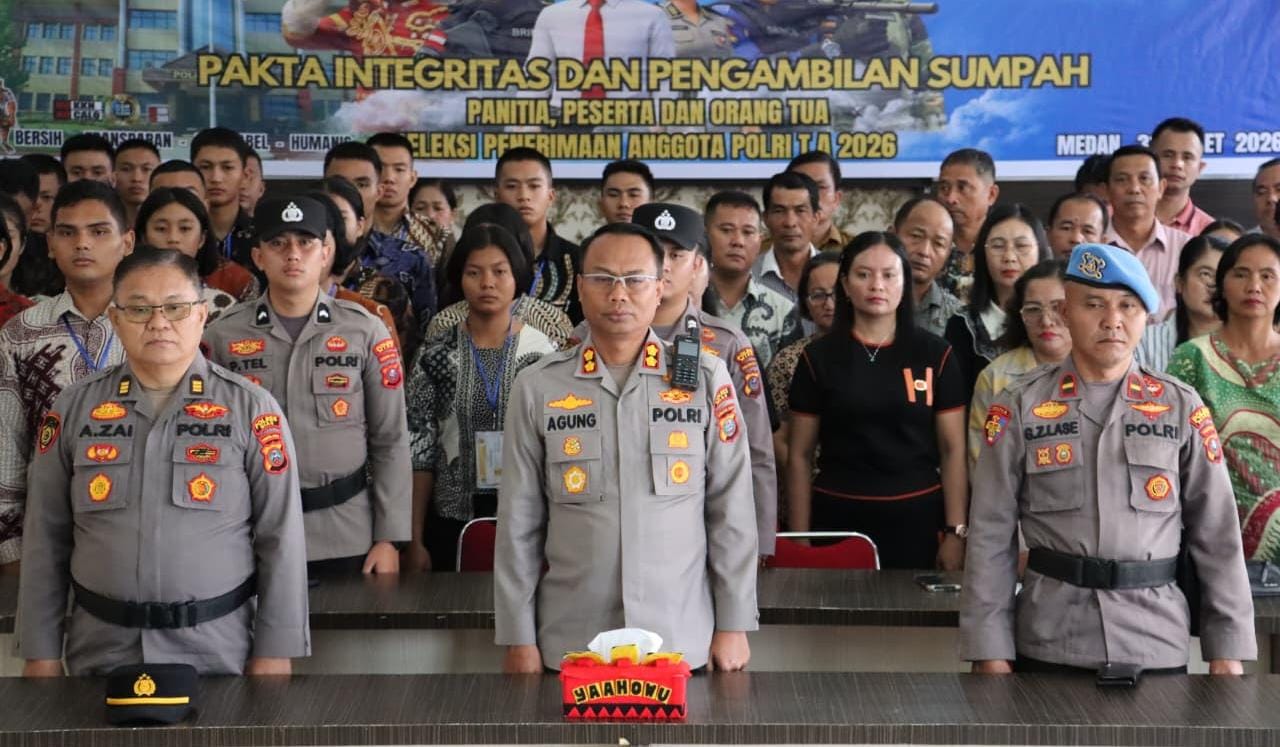 Kapolres Nias Pimpin Pengambilan Sumpah Penerimaan Terpadu Anggota Polri TA 2026