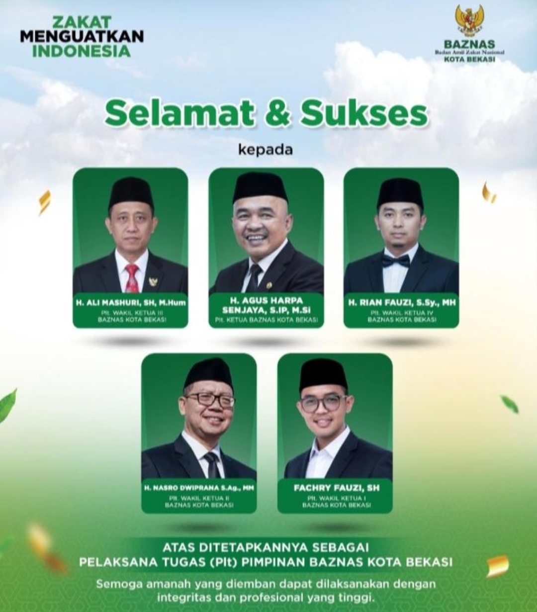 Masa Bakti Pimpinan BAZNAS Kota Bekasi 2021-2026 Berakhir, Lima Plt Pimpinan Resmi Ditunjuk