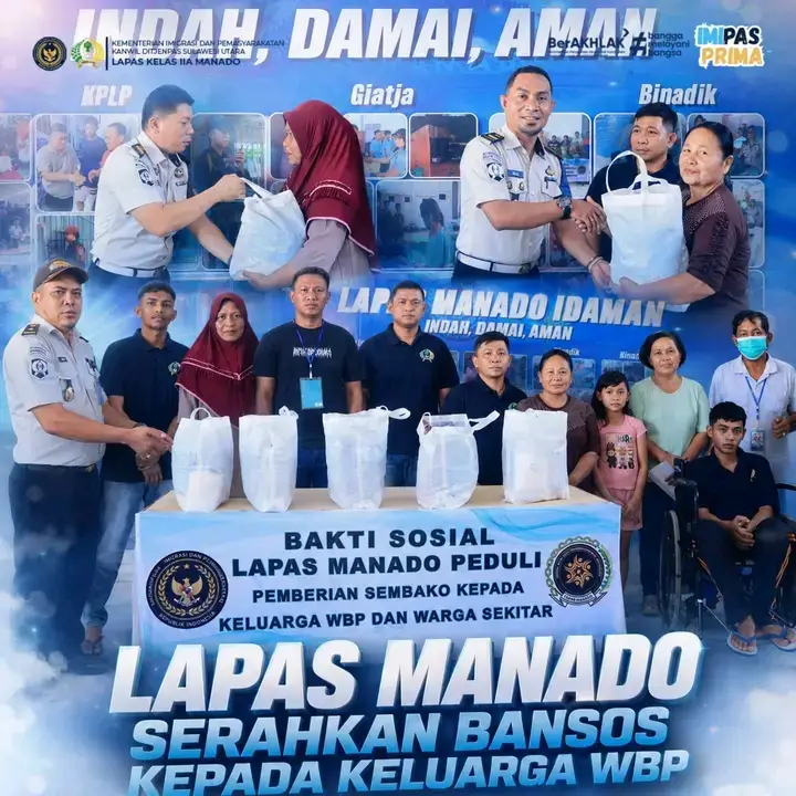 Lapas Manado Serahkan Bantuan Sosial Kepada Keluarga Warga Binaan