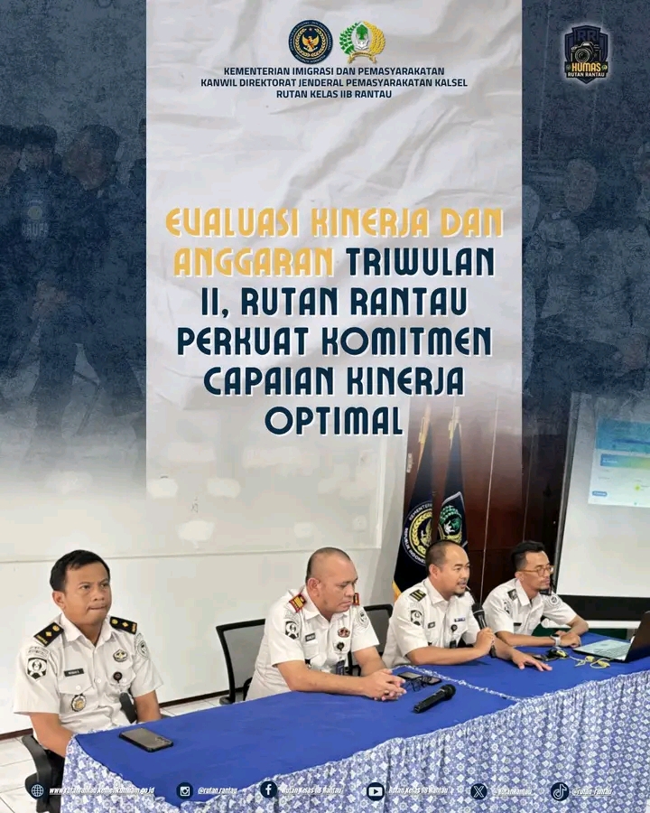 Evaluasi Kinerja dan Anggaran Triwulan II, Rutan Rantau Perkuat Komitmen Capaian Kinerja Optimal