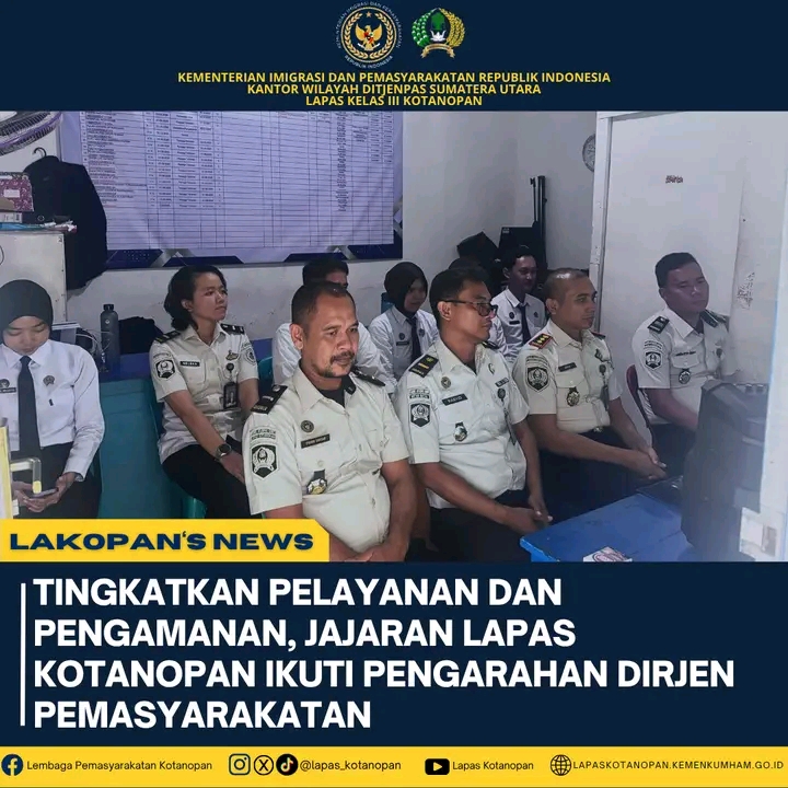 Tingkatkan Pelayanan dan Pengamanan, Lapas Kotanopan Mengikuti Pengarahan Dirjenpas