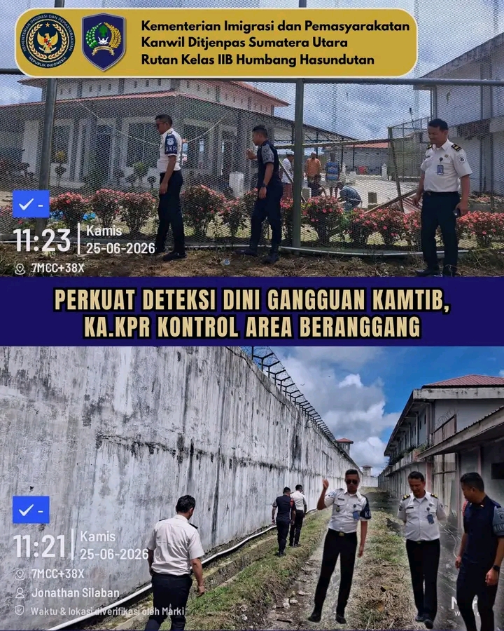 Deteksi Dini Gangguan Kamtib, Ka.KPR Rutan Humbang Hasundutan Kontrol Area Beranggang