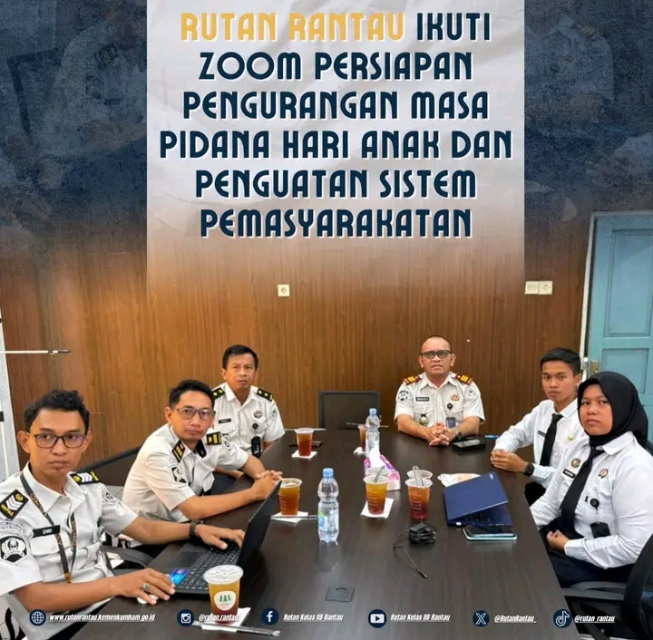 Rutan Rantau Ikuti Zoom Persiapan PMP Hari Anak dan Penguatan Sistem Pemasyarakatan
