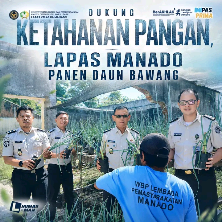 Dukung Ketahanan Pangan, Lapas Manado Berhasil Panen Daun Bawang