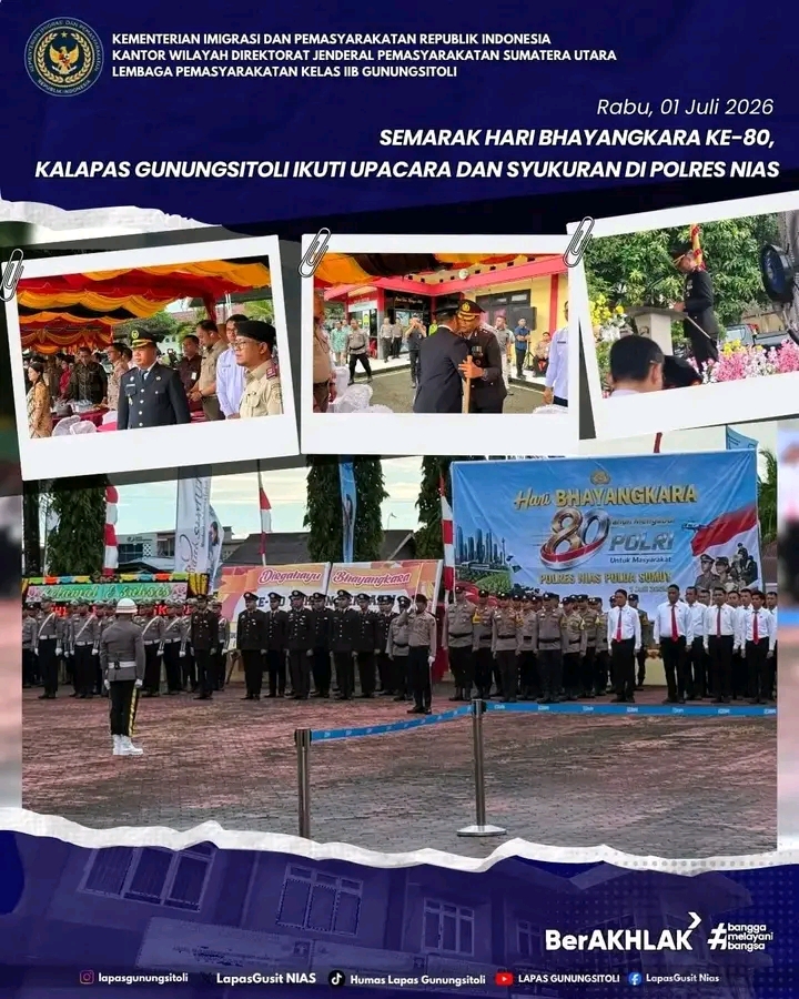 Kalapas Gunungsitoli Hadiri Semarak Hari Bhayangkara Ke-80 di Polres Nias