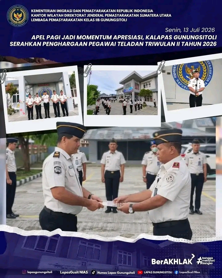 Kalapas Gunungsitoli Apresiasi Pegawai Teladan Demi Tingkatkan Kinerja Profesional Berkelanjutan