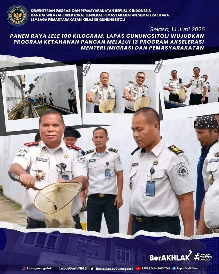 Panen Raya Lele 100 Kilogram, Lapas Gunungsitoli Wujudkan Program Ketahanan Pangan