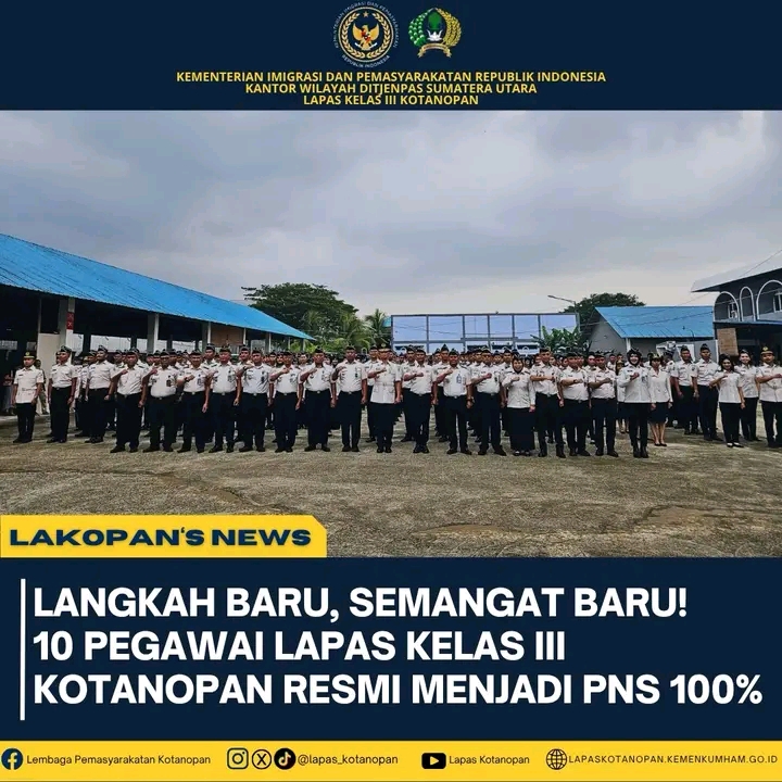 10 Pegawai Lapas Kotanopan Resmi Sandang Status PNS Penuh