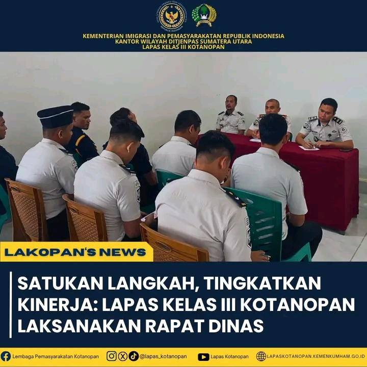 Satukan Langkah, Tingkatkan Kinerja : Lapas Kotanopan Gelar Rapat Dinas