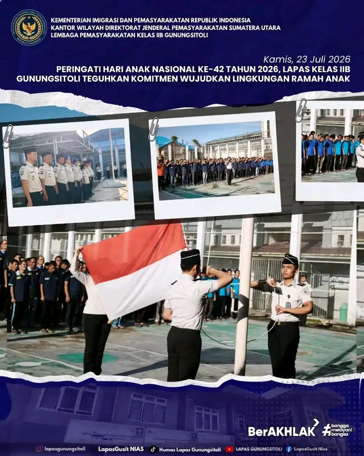 Lapas Gunungsitoli Gelar Upacara Hari Anak Nasional Ke-42 Tahun 2026