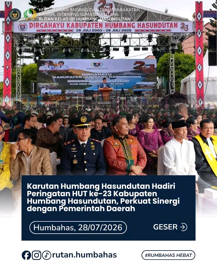 Karutan Humbahas Hadiri Peringatan HUT ke-23 Kabupaten Humbang Hasundutan, Perkuat Sinergi dengan Pemda