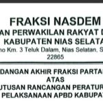 Fraksi NasDem Terima Ranperda Pertanggungjawaban APBD Nisel 2025, Namun Tidak Bersikap Soal Dugaan Pergeseran Sejumlah Anggaran 