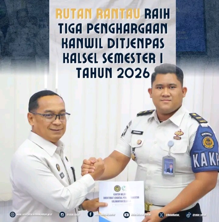 Rutan Rantau Borong Tiga Penghargaan Kanwil Ditjenpas Kalimantan Selatan