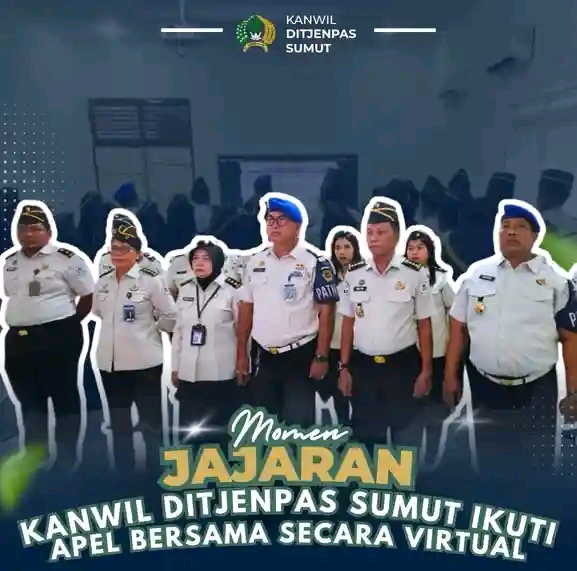 Perkuat Sinergi dan Soliditas Antar-Kementerian, Jajaran Kanwil Ditjenpas Sumut Ikuti Apel Bersama ASN Secara Virtual