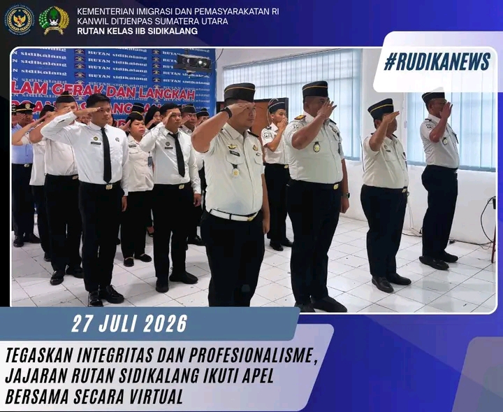 Karutan Sidikalang dan Jajaran Ikuti Apel Pagi Virtual, Perkuat Sinergi ASN