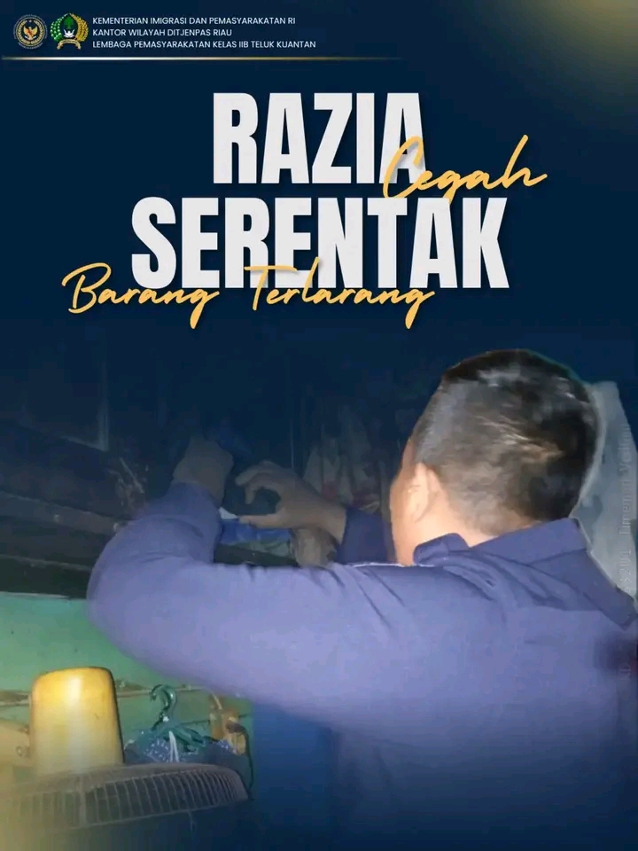 Lapas Teluk Kuantan Gelar Razia Serentak, Hasil Penggeledahan Kamar Hunian Nihil Barang Terlarang
