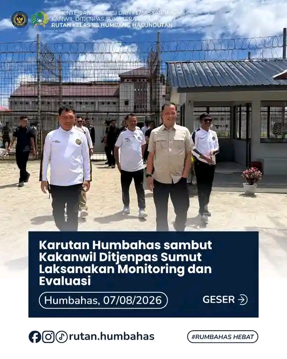Karutan Humbahas Sambut Kakanwil Ditjenpas Sumut, Laksanakan Monitoring dan Evaluasi