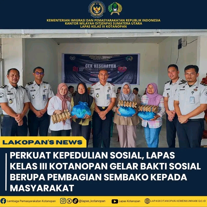 Peduli Sesama, Lapas Kotanopan Bagikan Paket Sembako kepada Masyarakat