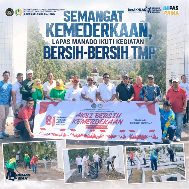Semangat Kemerdekaan, Lapas Manado Gelar Bersih-bersih Taman Makam Pahlawan