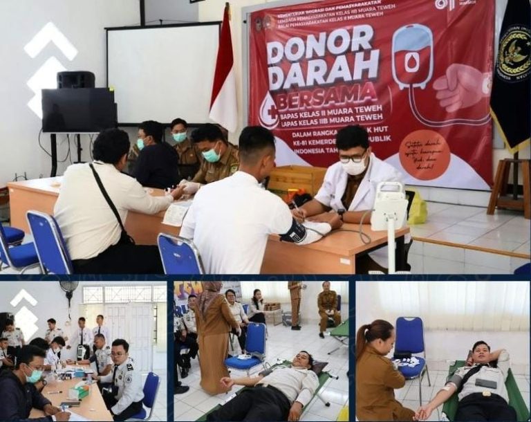 Semarak HUT ke-81 RI, Bapas dan Lapas Muara Teweh Gelar Donor Darah