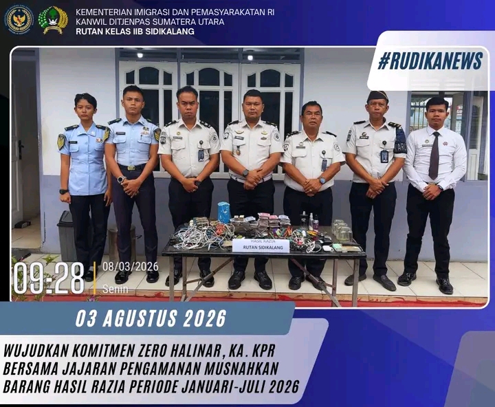 Jaga Keamanan, Rutan Sidikalang Gelar Pemusnahan Barang Bukti Hasil Razia Penggeledahan