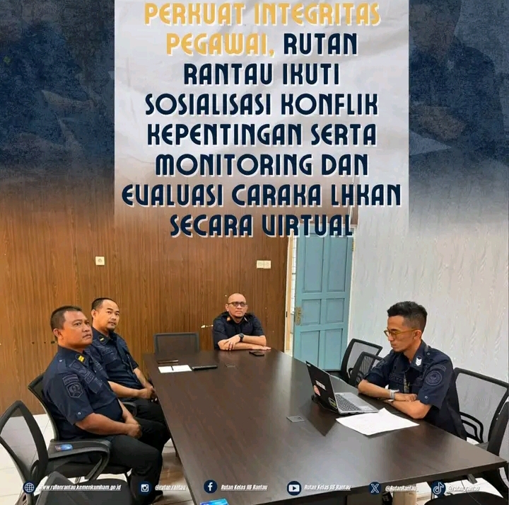 Perkuat Integritas Pegawai, Rutan Rantau Ikuti Sosialisasi serta Monev Caraka LHKAN