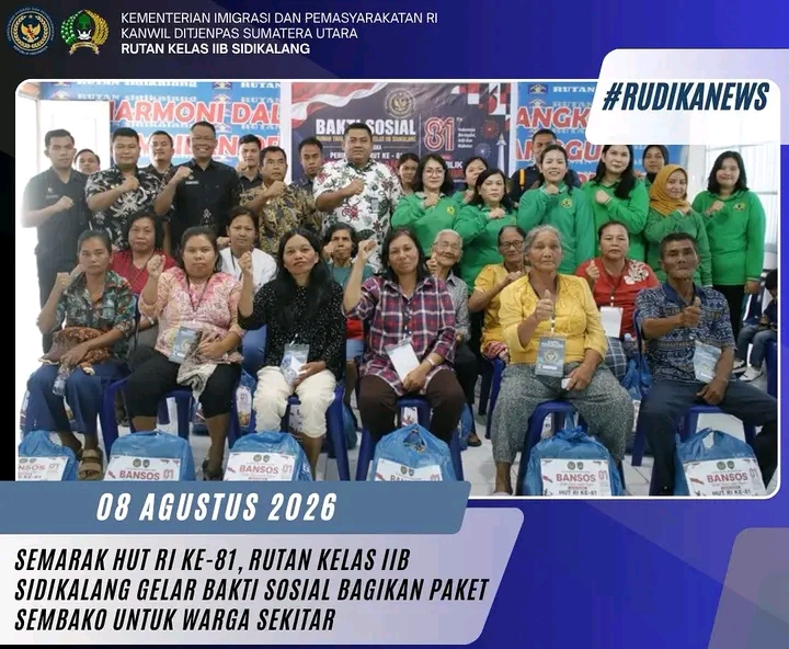 Semarak HUT RI ke-81, Rutan Sidikalang Bagikan Paket Sembako kepada Warga Sekitar