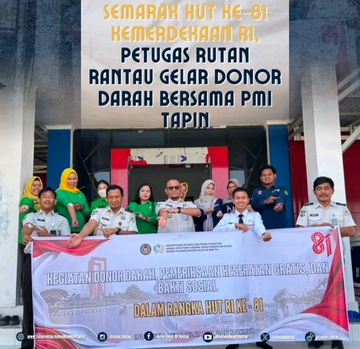 Semarak HUT Ke-81 Kemerdekaan RI, Petugas Rutan Rantau Gelar Donor Darah Bersama PMI Tapin