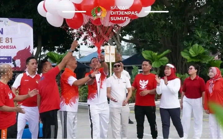 Semarak HUT Kemerdekaan RI ke-81, Kanwil Ditjenpas Sumut Gelar Fun Walk