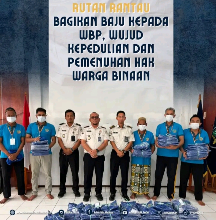 Rutan Rantau Bagikan Baju kepada WBP, Wujud Kepedulian dan Pemenuhan Hak Warga Binaan