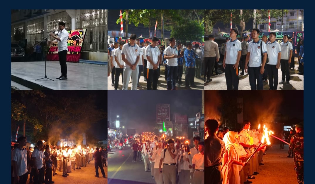 Meriahkan HUT ke-81 Kemerdekaan RI, Lapas Kotapinang Ikuti Pawai Obor