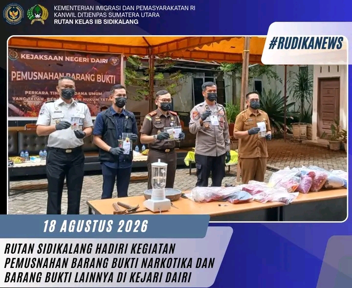 Rutan Sidikalang Hadiri Pemusnahan Barang Bukti Narkotika dan Lainnya di Kejari Dairi
