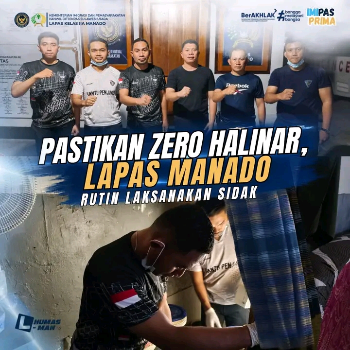 Pastikan Zero Halinar, Lapas Manado Rutin Laksanakan Sidak