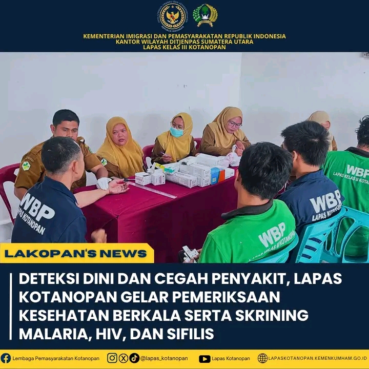 Lapas Kotanopan Gelar Pemeriksaan Kesehatan WBP