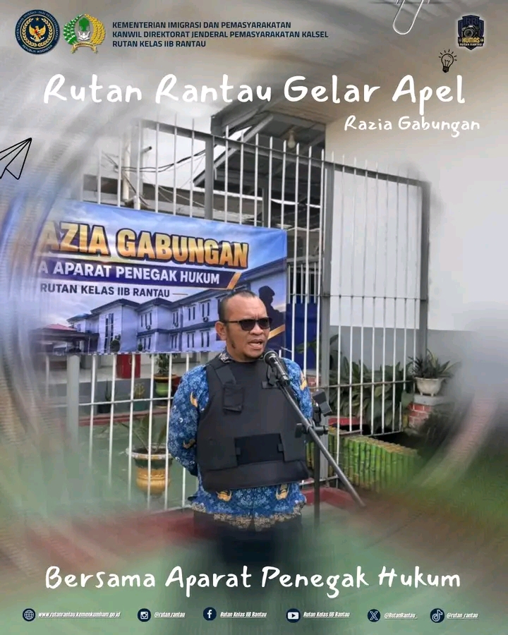 Rutan Rantau Gelar Apel Razia Gabungan Bersama Aparat Penegak Hukum