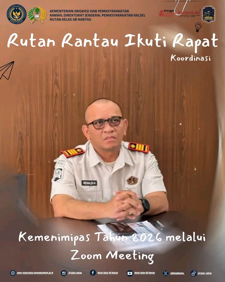 Rutan Rantau Ikuti Rapat Koordinasi Kemenimipas Tahun 2026 melalui Zoom Meeting