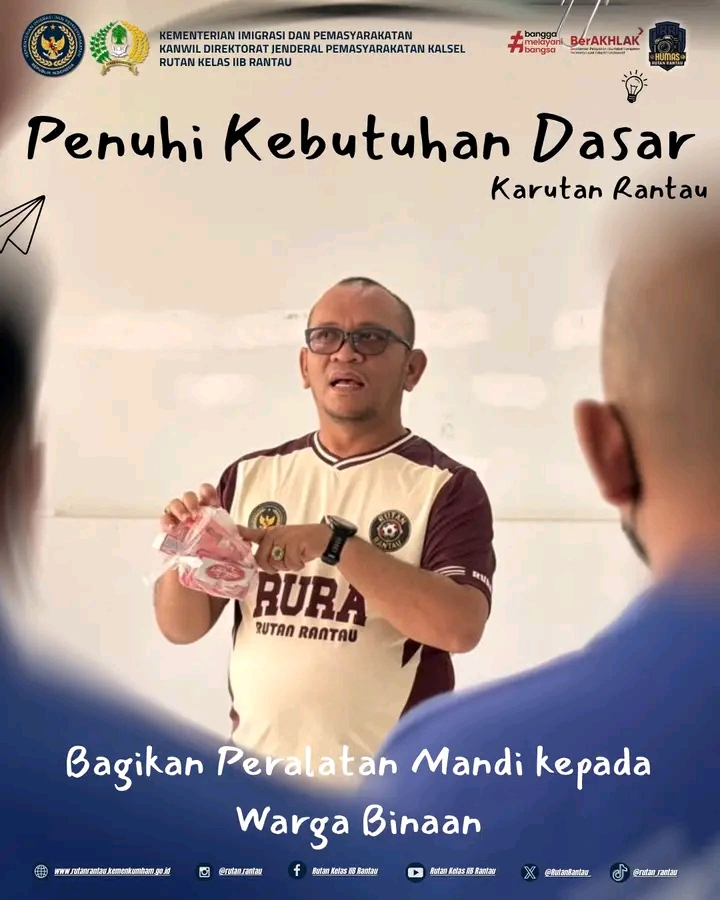 Penuhi Kebutuhan Dasar, Karutan Rantau Bagikan Peralatan Mandi kepada Warga Binaan