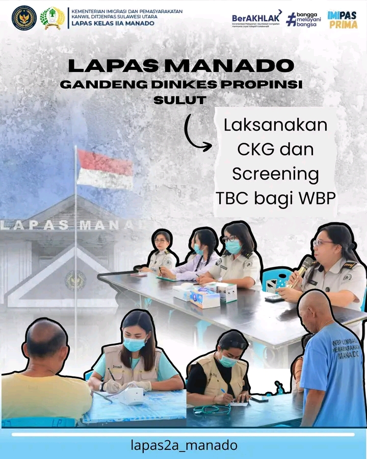 Lapas Manado Gandeng Dinkes Sulut Gelar Skrining TBC bagi Warga Binaan