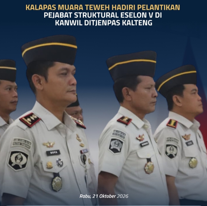 Kalapas Muara Teweh Hadiri Pelantikan Pejabat Eselon V di Kanwil Ditjenpas Kalteng